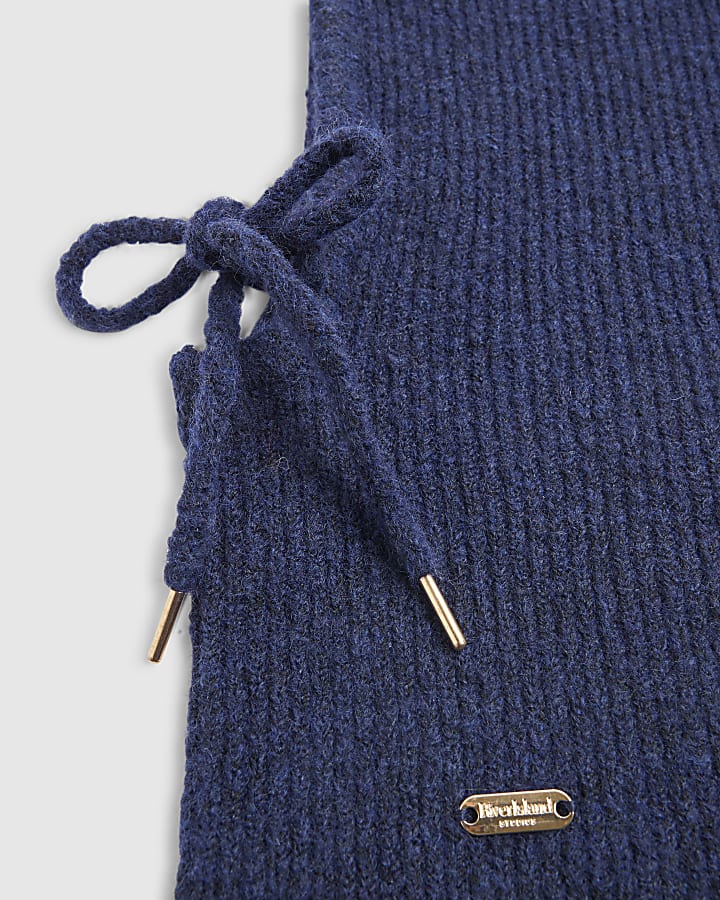 Navy Knitted Hood