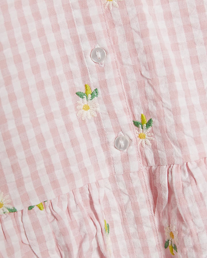 Pink Gingham Daisy Print Set