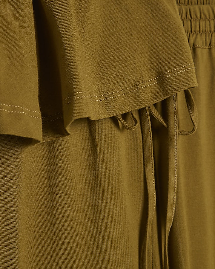 Khaki Balloon Trouser and Cami Loungewear Set