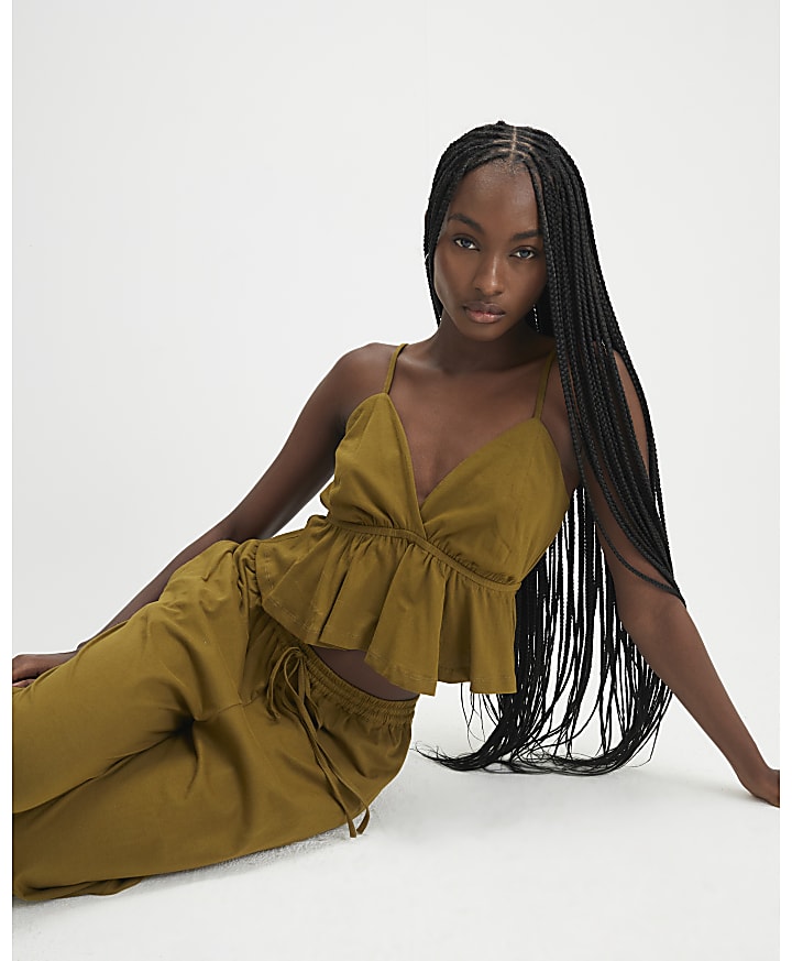 Khaki Balloon Trouser and Cami Loungewear Set