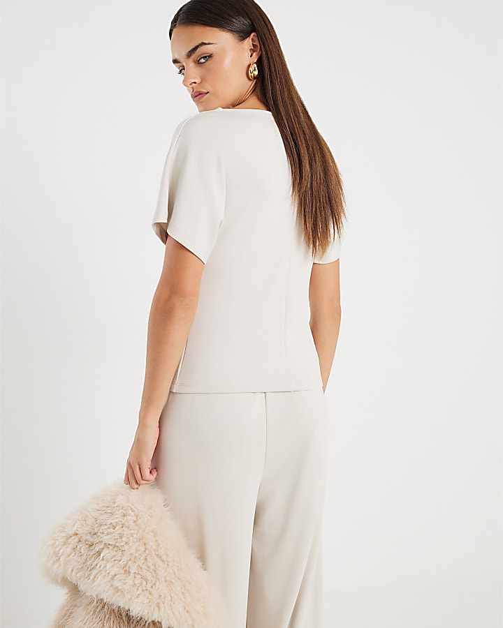 Cream Premium Short Sleeve Kimono Top
