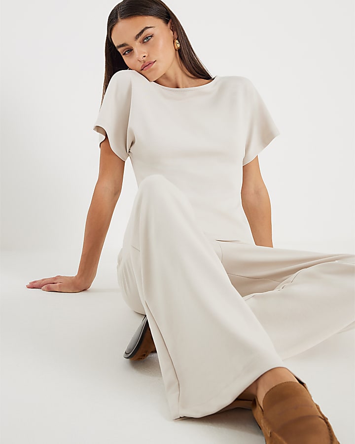 Cream Premium Short Sleeve Kimono Top