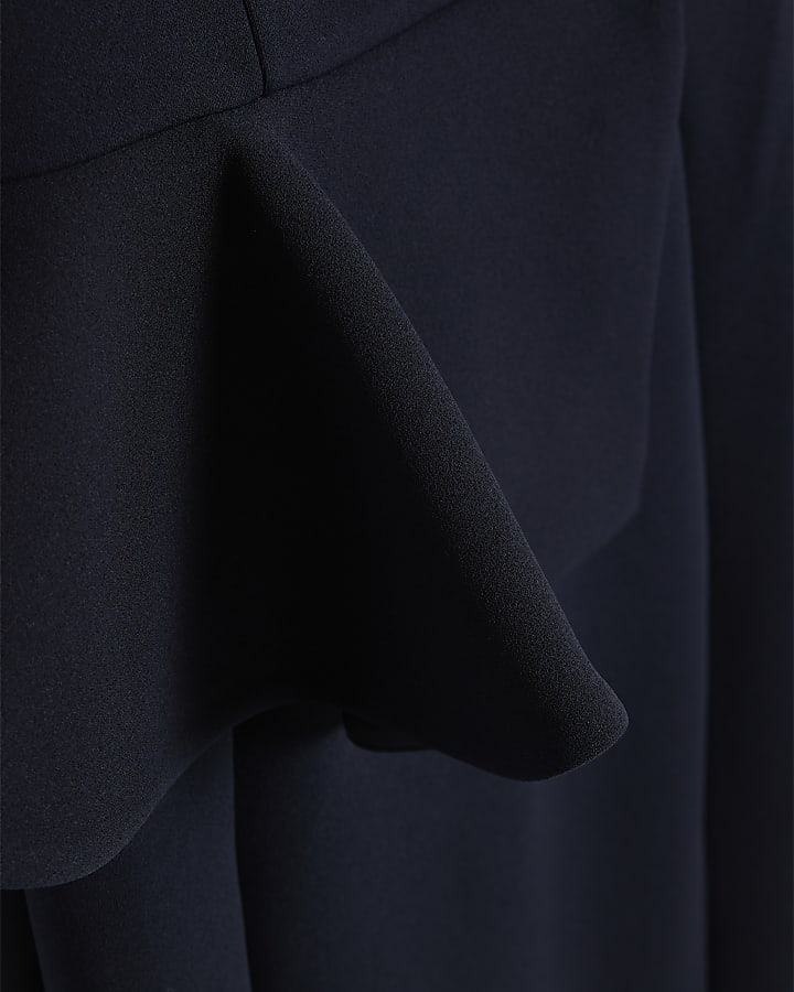Navy Premium Asymmetric Frill Maxi Dress
