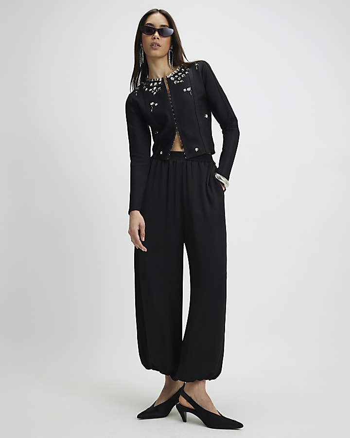 Black Embellished Neat Cardigan