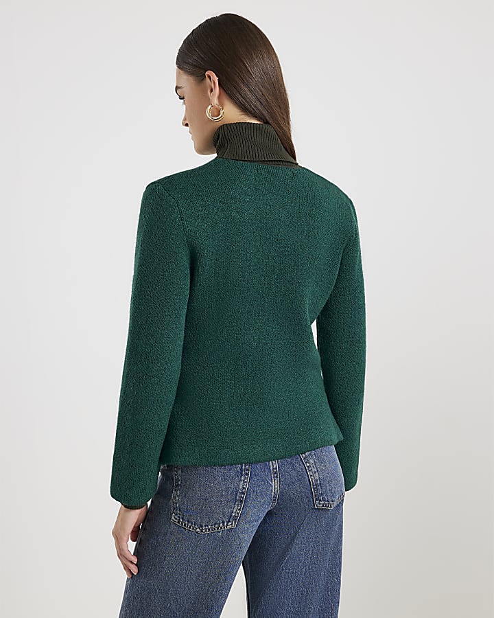 Green Knitted Long Sleeve Cardigan