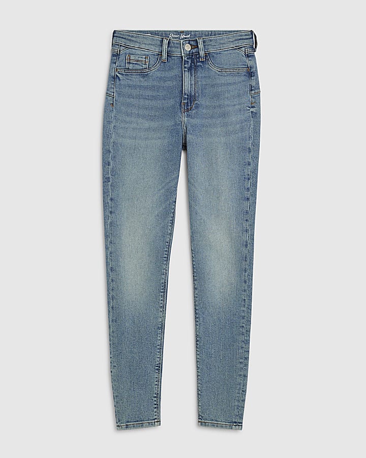 Blue Mid Rise Sculpt Skinny Jeans