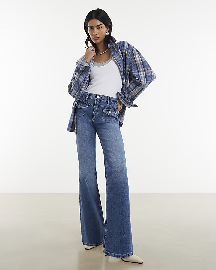 Blue Relaxed Flare Jeans