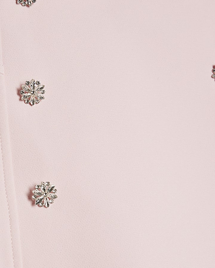 Pink Diamante Pleated Mini Skirt