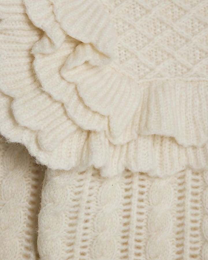 Cream Frill Shoulder Jumper
