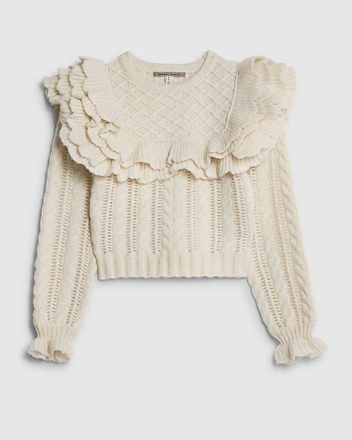 Cream Frill Shoulder Jumper