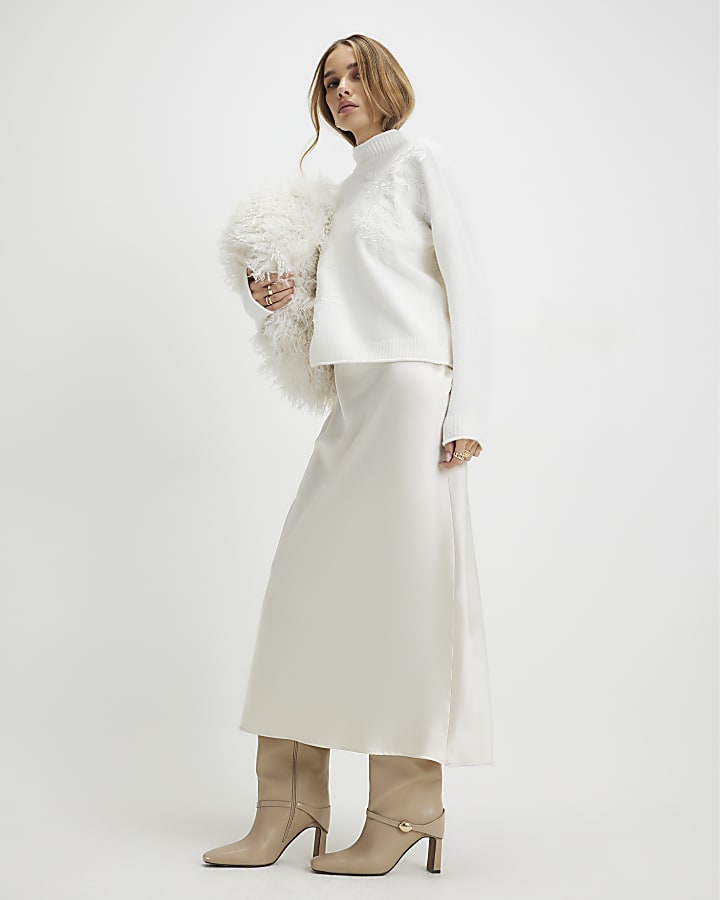 Cream Floral Embroidered Jumper