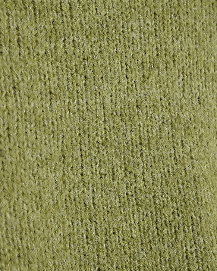 Lime Knitted V Neck Slouchy Jumper