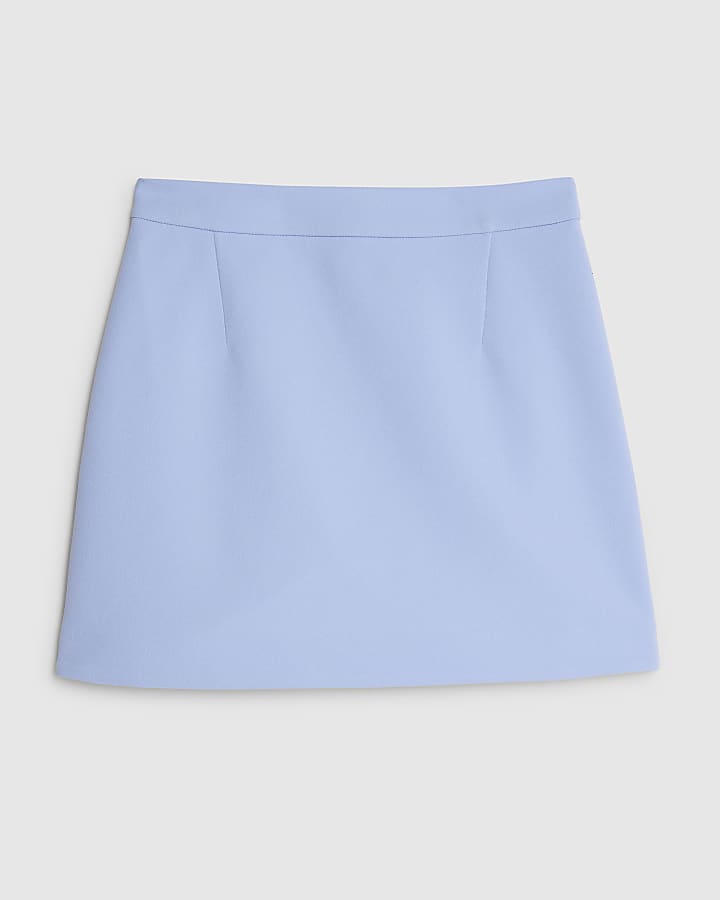 Blue A Line Mini Skirt
