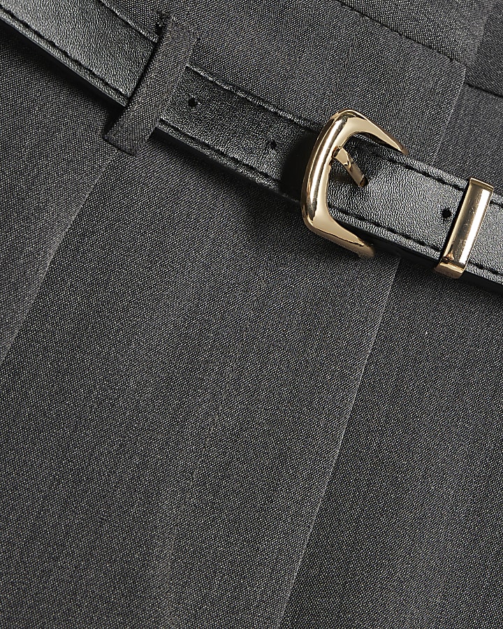 Grey Drop Belt Wide Leg Trousers