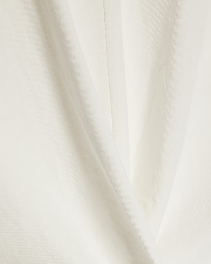 White Short Sleeve Twist Front T-Shirt