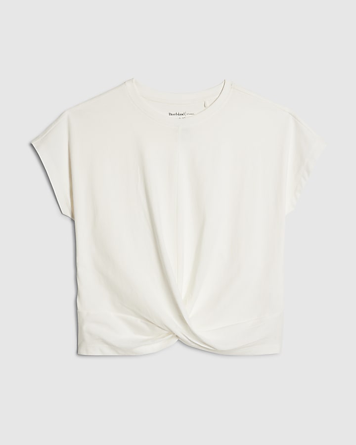 White Short Sleeve Twist Front T-Shirt