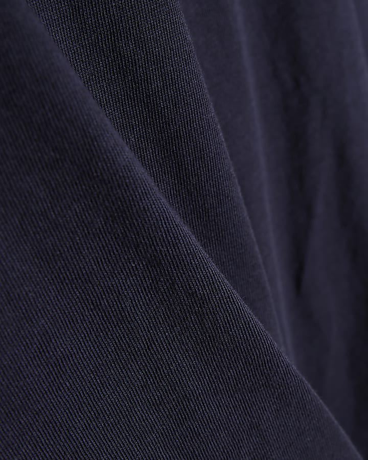 Navy Short Sleeve Twist Front T-Shirt