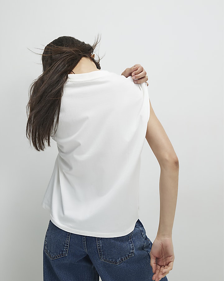 White Short Sleeve Loose Fit Top