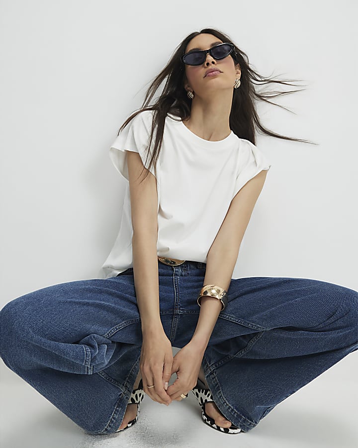 White Short Sleeve Loose Fit Top