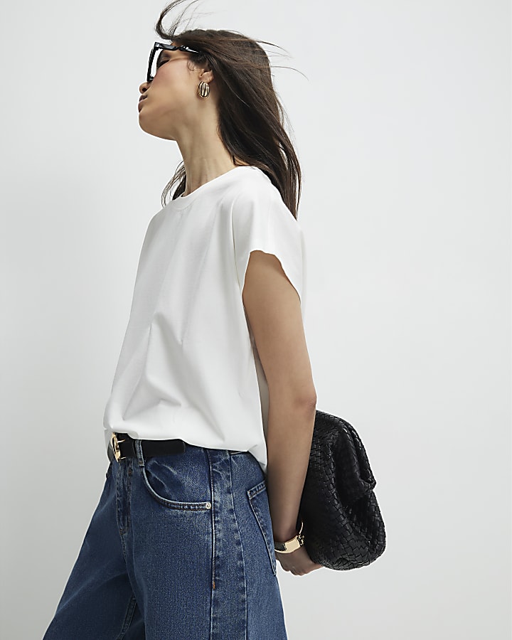 White Short Sleeve Loose Fit Top