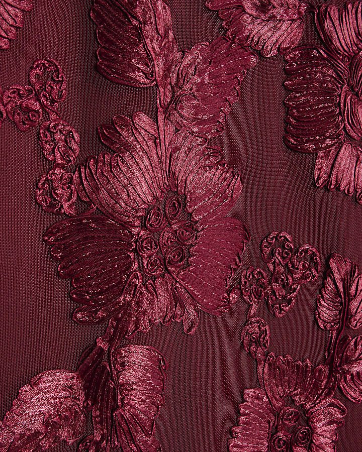 Red Cornelli Floral Maxi Skirt