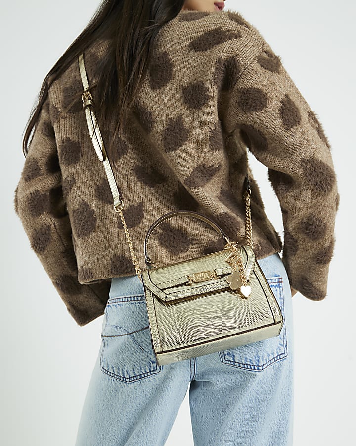 Gold Mini Cross Body Tote Bag