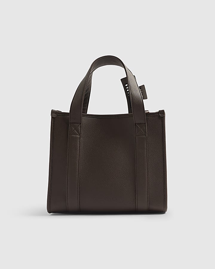 Brown Embroidered Tote Bag and Hair Clip