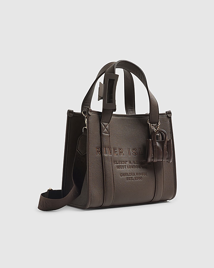Brown Embroidered Tote Bag and Hair Clip