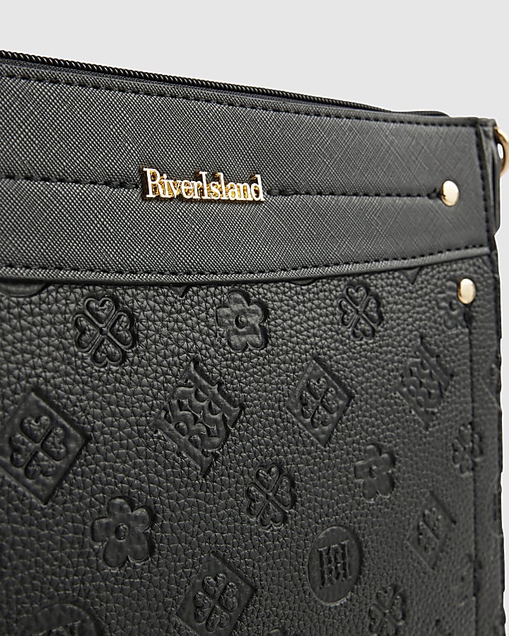 Black Monogram Embossed Messenger Bag