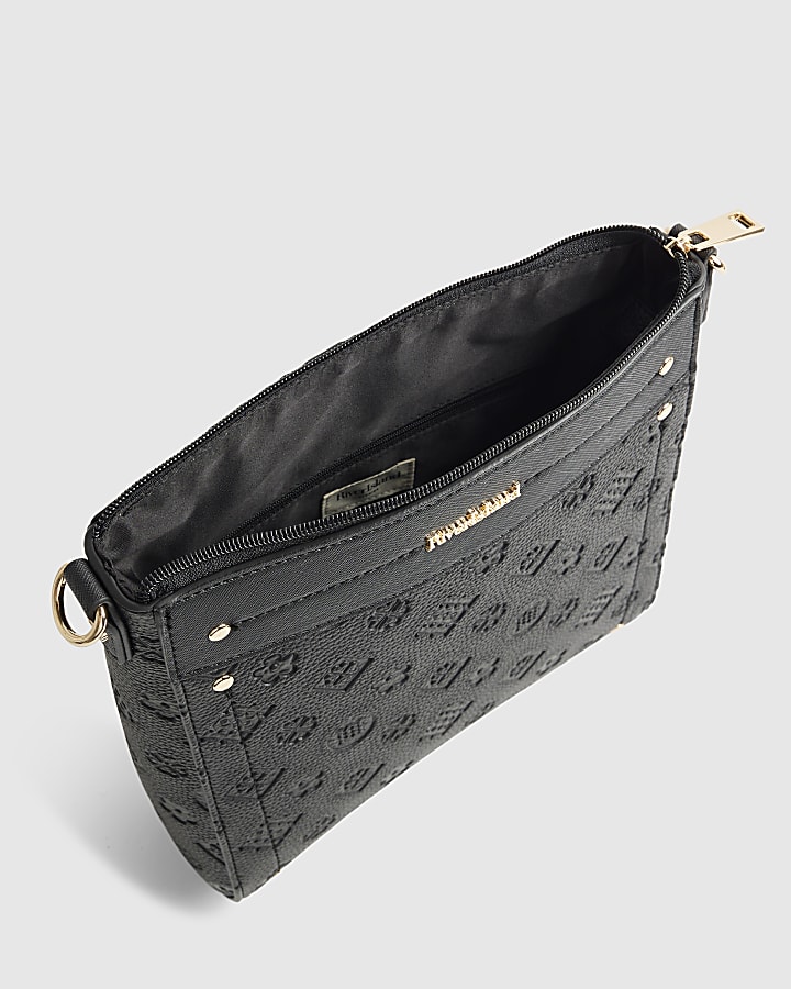 Black Monogram Embossed Messenger Bag