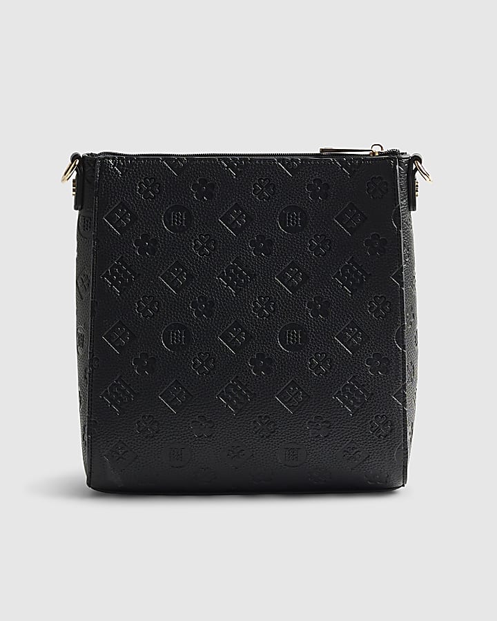 Black Monogram Embossed Messenger Bag