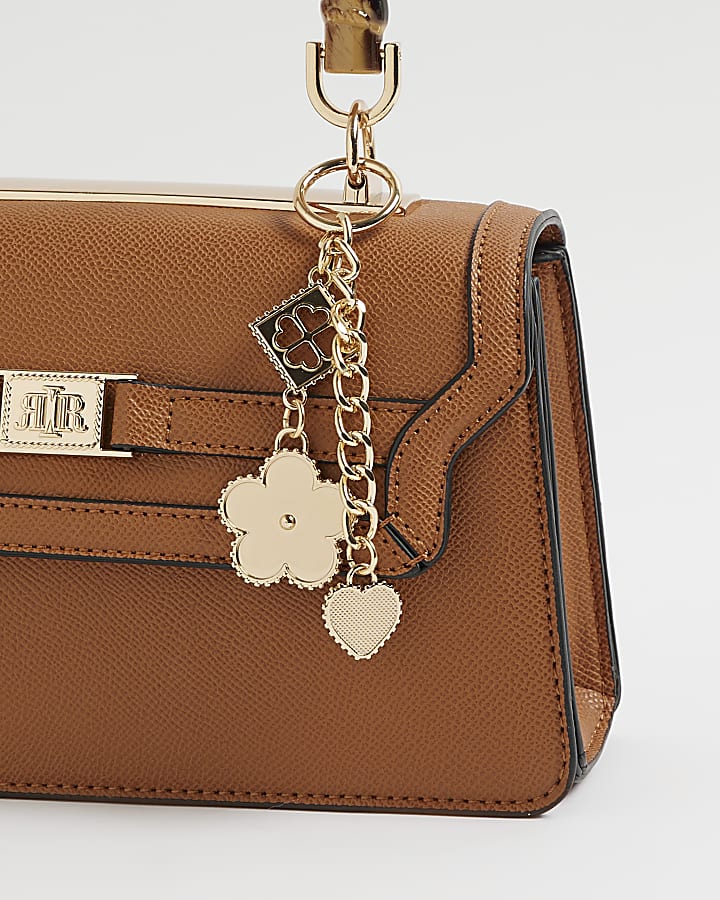 Brown Small Bamboo Handle Tote Bag