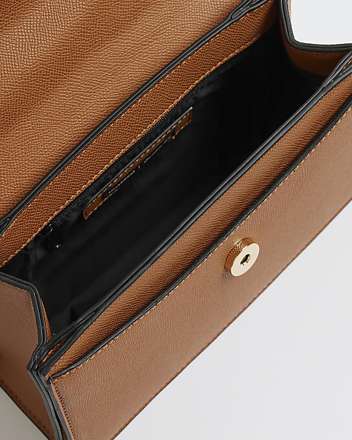 Brown Small Bamboo Handle Tote Bag