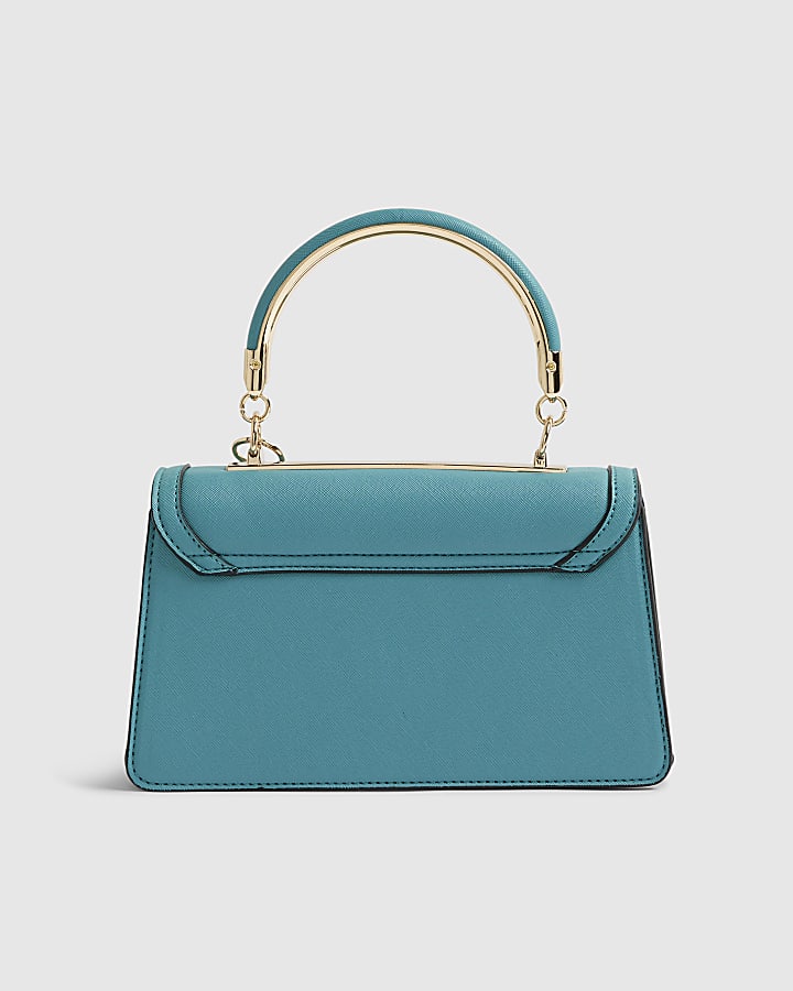 Blue Metal Handle Tote Bag