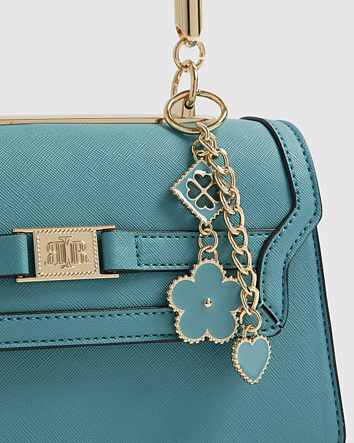 Blue Metal Handle Tote Bag