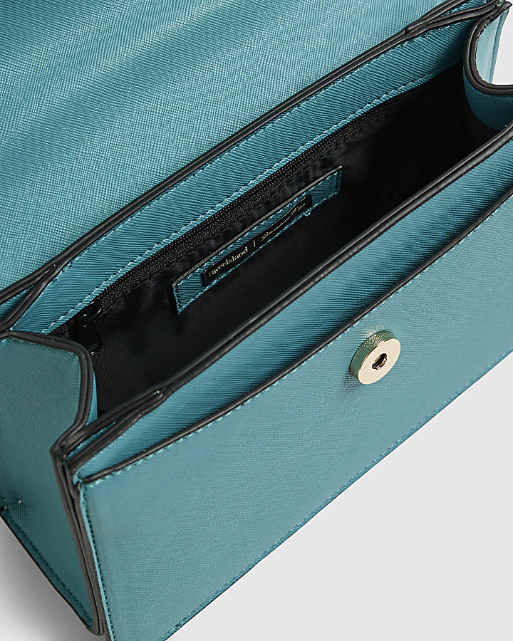 Blue Metal Handle Tote Bag
