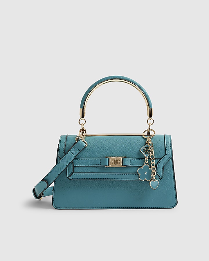 Blue Metal Handle Tote Bag