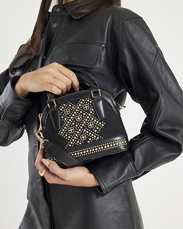 Black Studded Detail Crossbody Bag