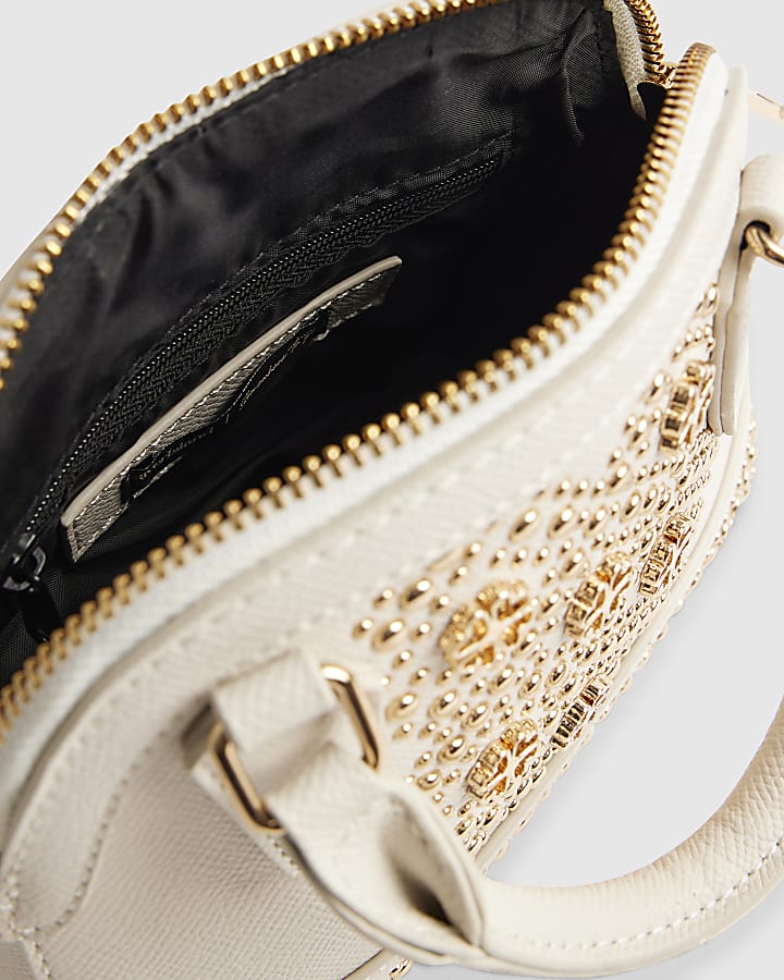 White Studded Detail Cross Body Bag