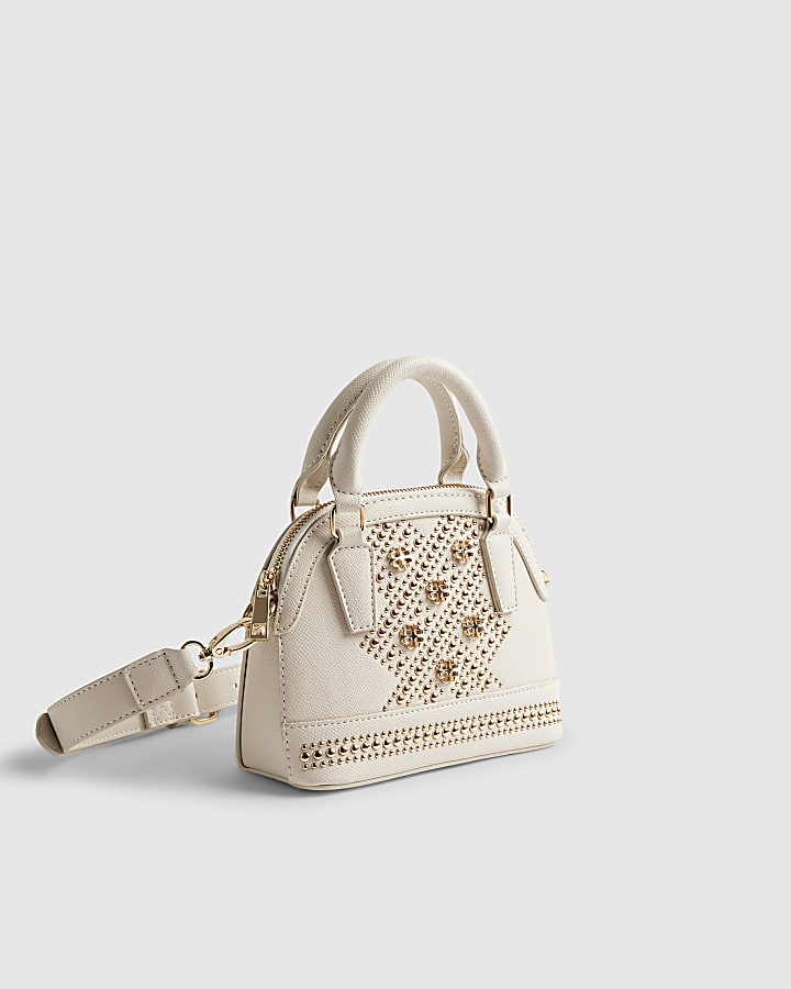 White Studded Detail Cross Body Bag