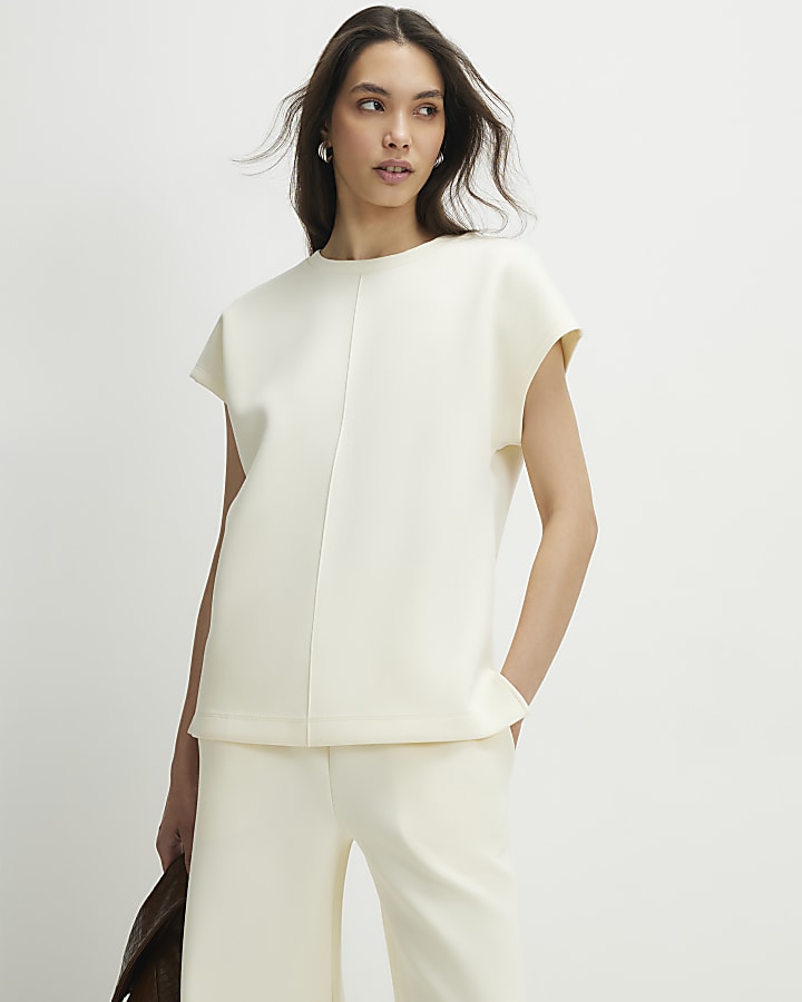 Cream Premium Short Sleeve Twill Top