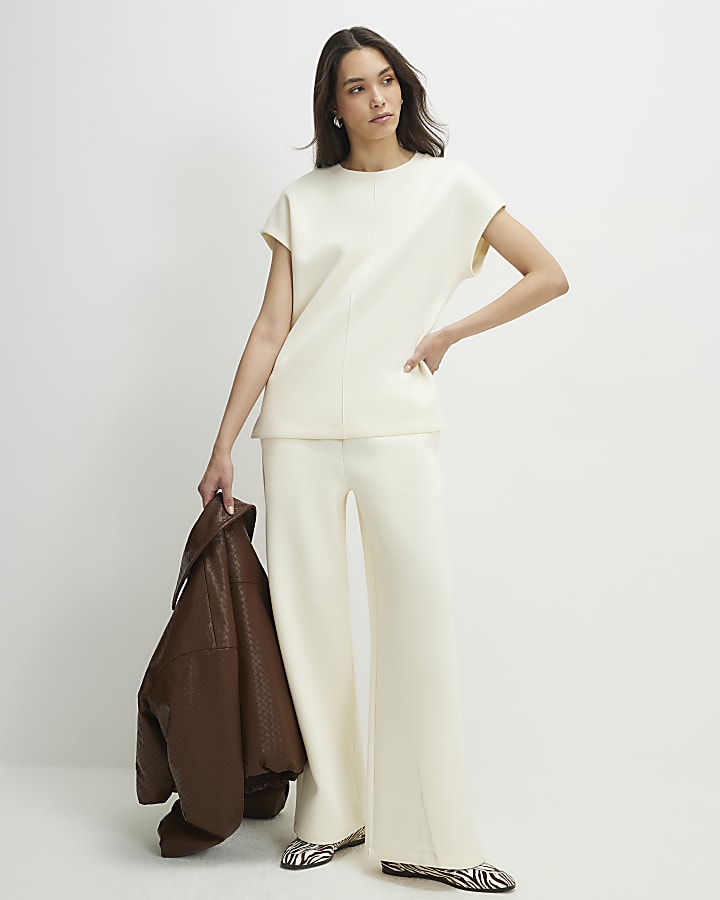 Cream Premium Short Sleeve Twill Top