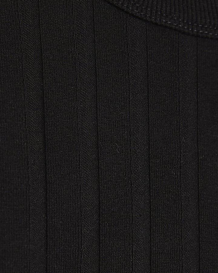 Black Sleeveless Wide Ribbed Tank Top