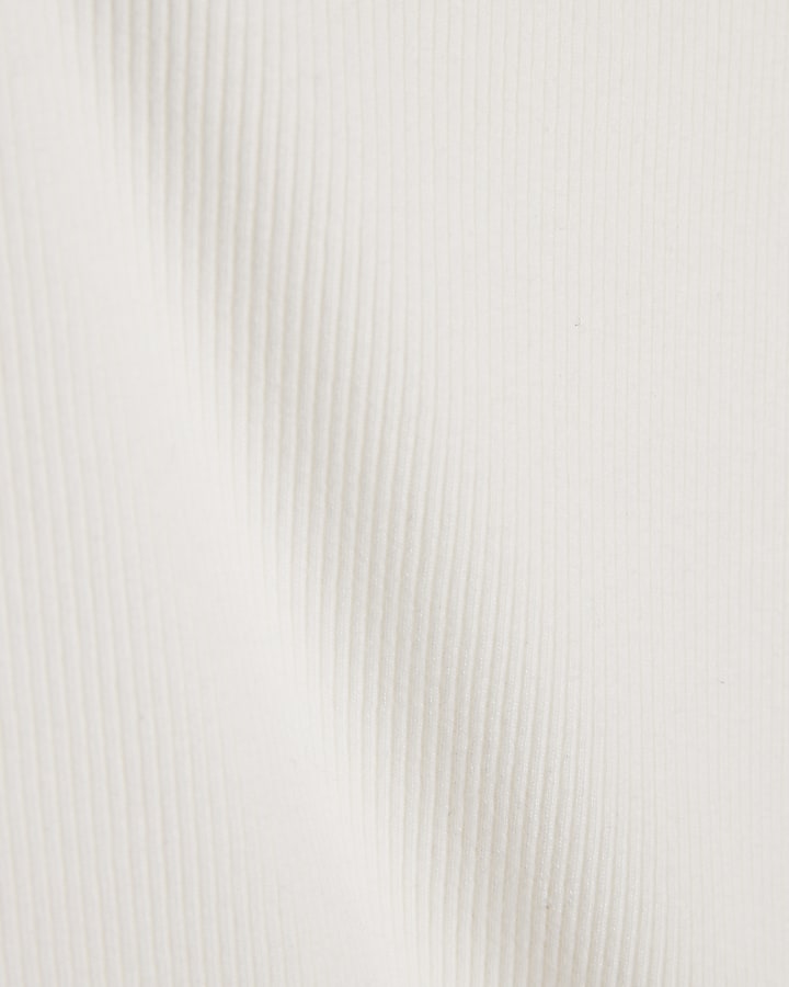 White Short Sleeve Fitted Rib T-shirt