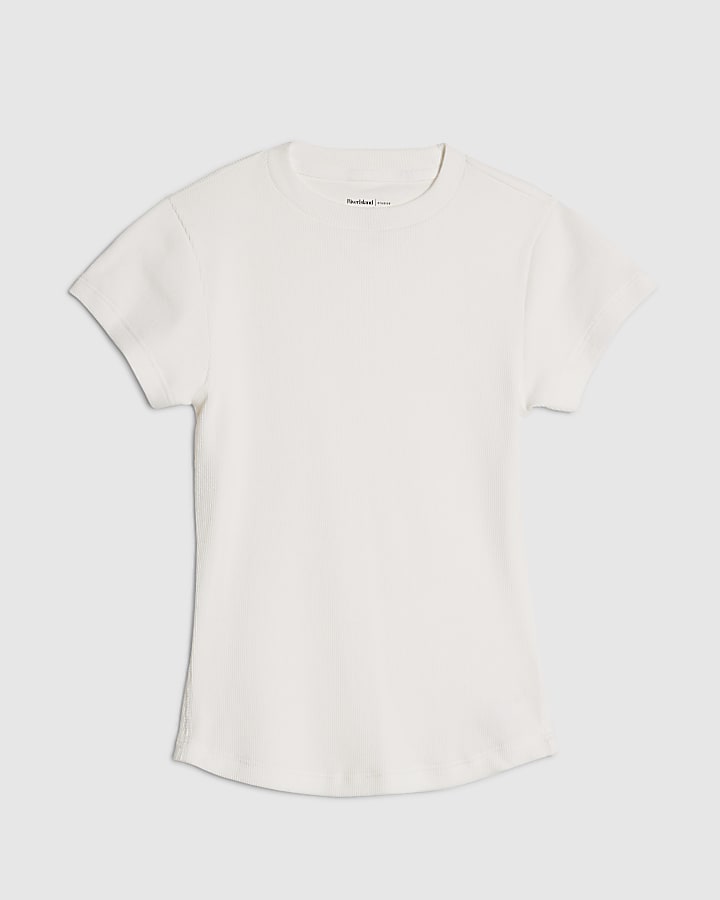 White Short Sleeve Fitted Rib T-shirt