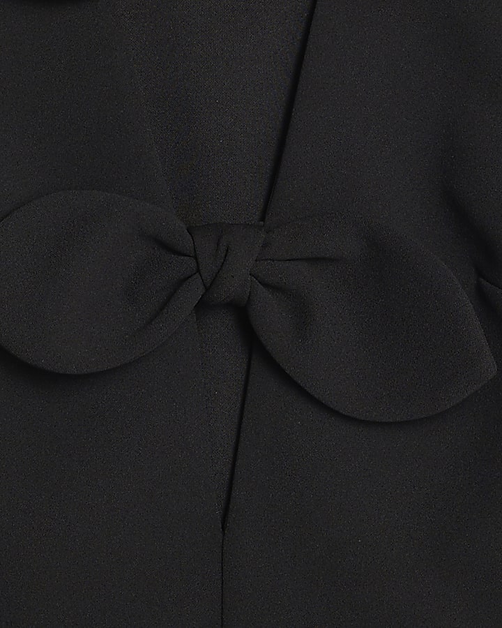 Black Plunge Neckline Bow Top