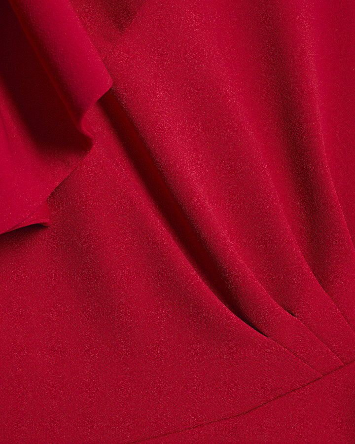Red Sleeveless Asymmetric Ruffle Jumpsuit