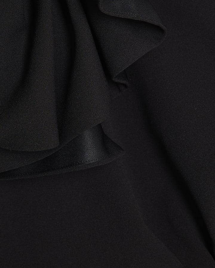 Black Sleeveless Asymmetric Ruffle Jumpsuit