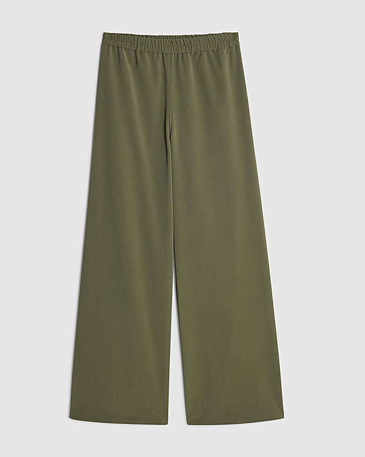 Khaki Wide Leg Trousers