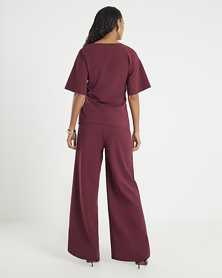 Red Wide Leg Trousers